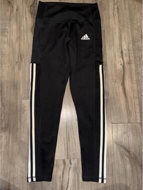 Adidas Women Legging Aeroready 3 Stripes Small Soccer Running Pants‎ Track Black